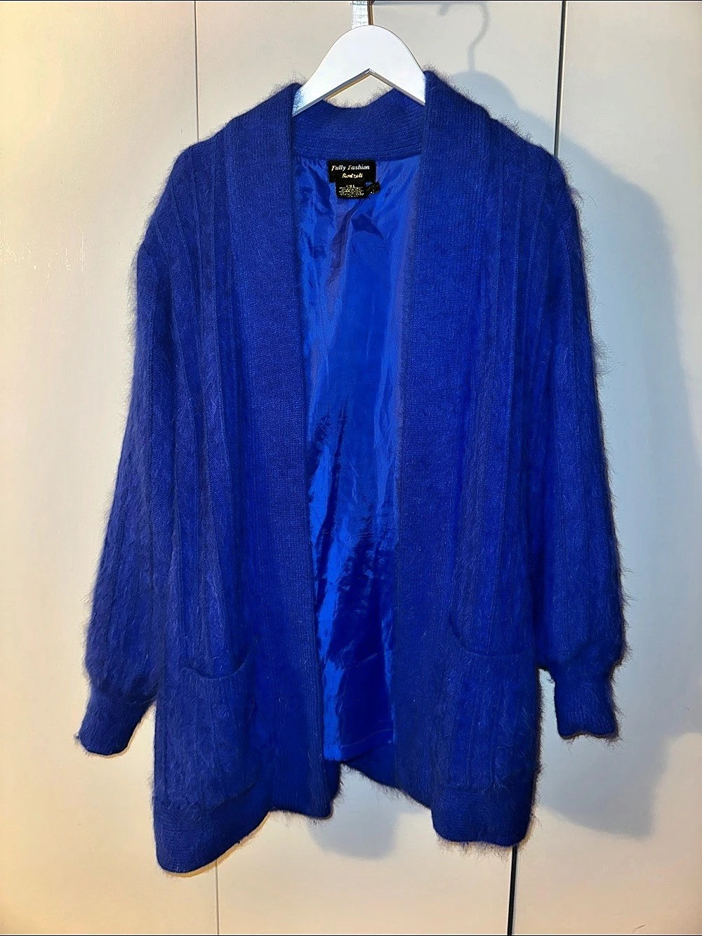 Rabbit Fur Knit Electric Blue Oversized Cardigan